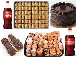 Akşam Oturması Paketi 4 Farklı Tatlı Çeşidi ve 2 Adet 1L Kola