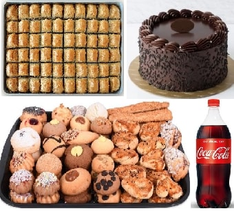 Hepsi Bir Arada Tatlı Paketi: Pasta Kuru Pasta Baklava ve Soğuk Kola